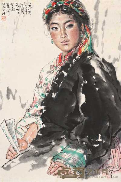 刘文西 1980年作 夏河少女 镜心 68.6×45.4cm